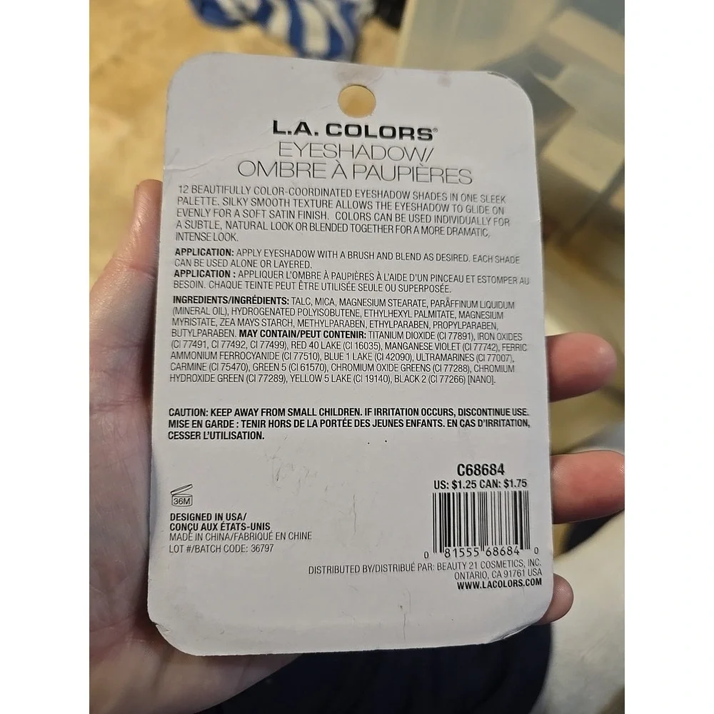 L.A. COLORS 12 Color Bold Eyeshadow Color Coordinated #C68684 Urban NIPS 0.42 Oz